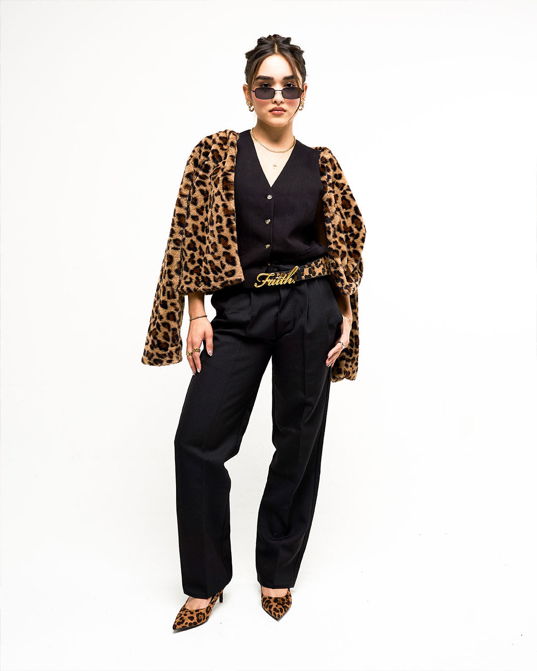 The Valentino Leopard Gold Faith Belt