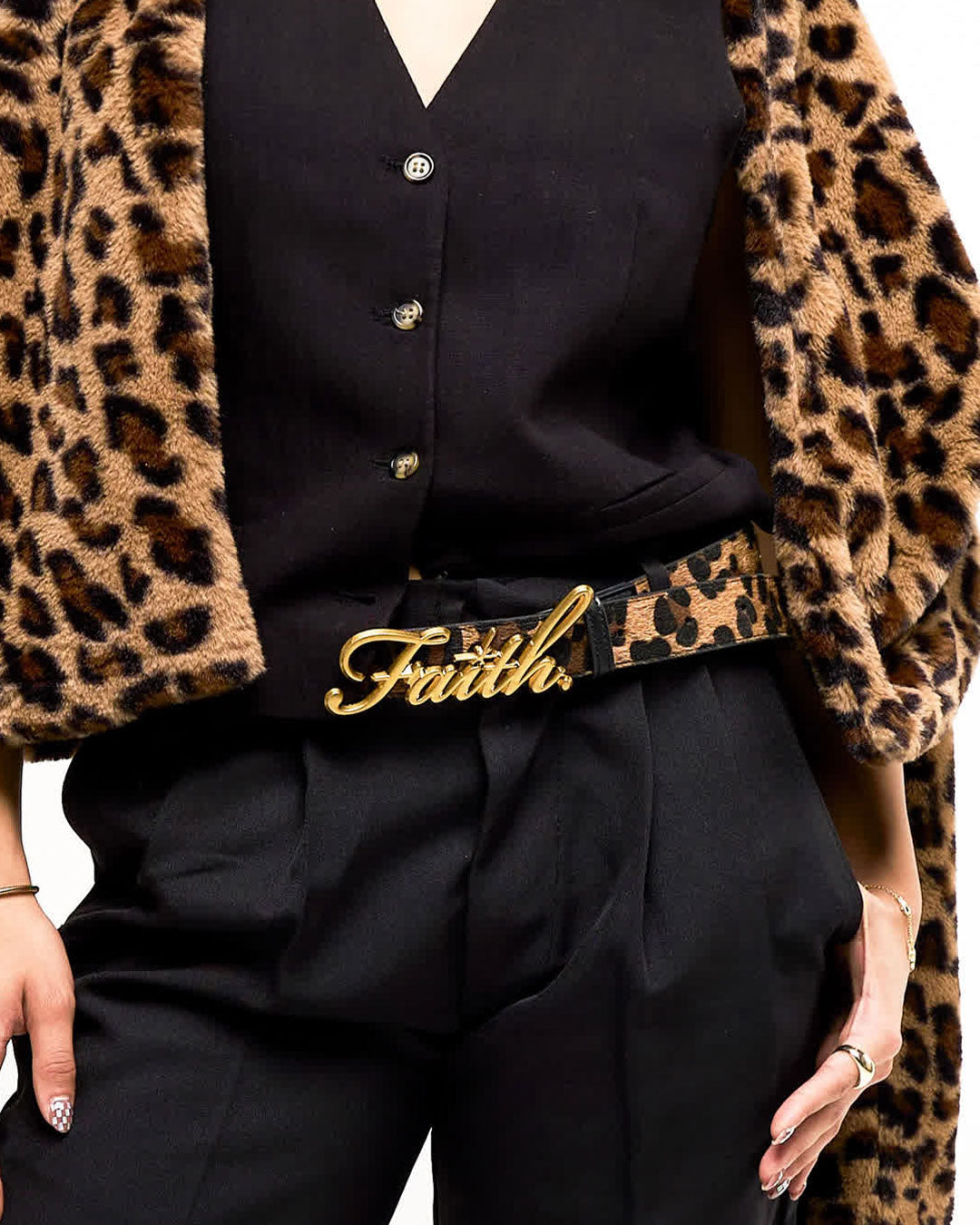 The Valentino Leopard Gold Faith Belt
