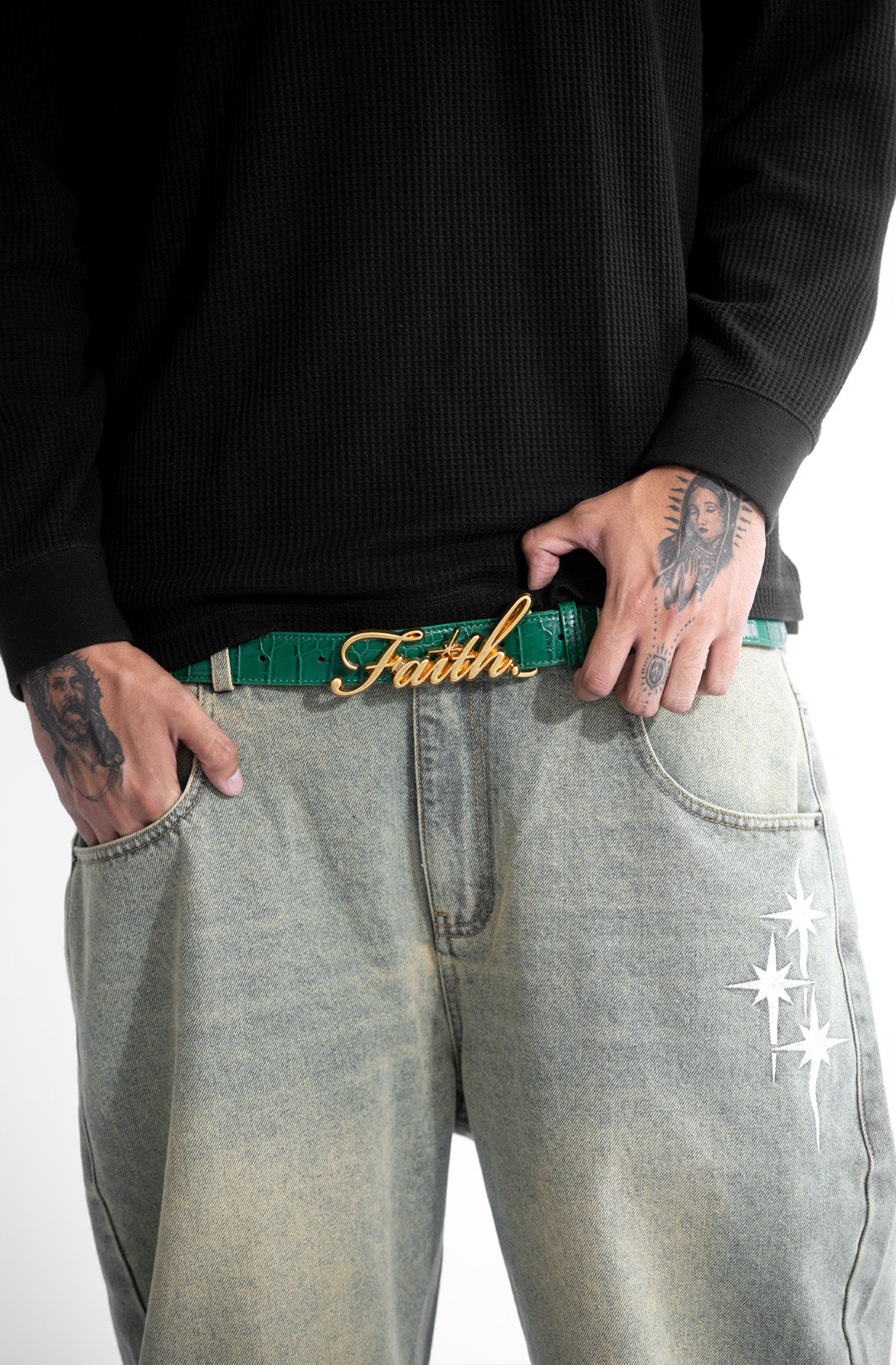 GREEN CROCODILE BELT