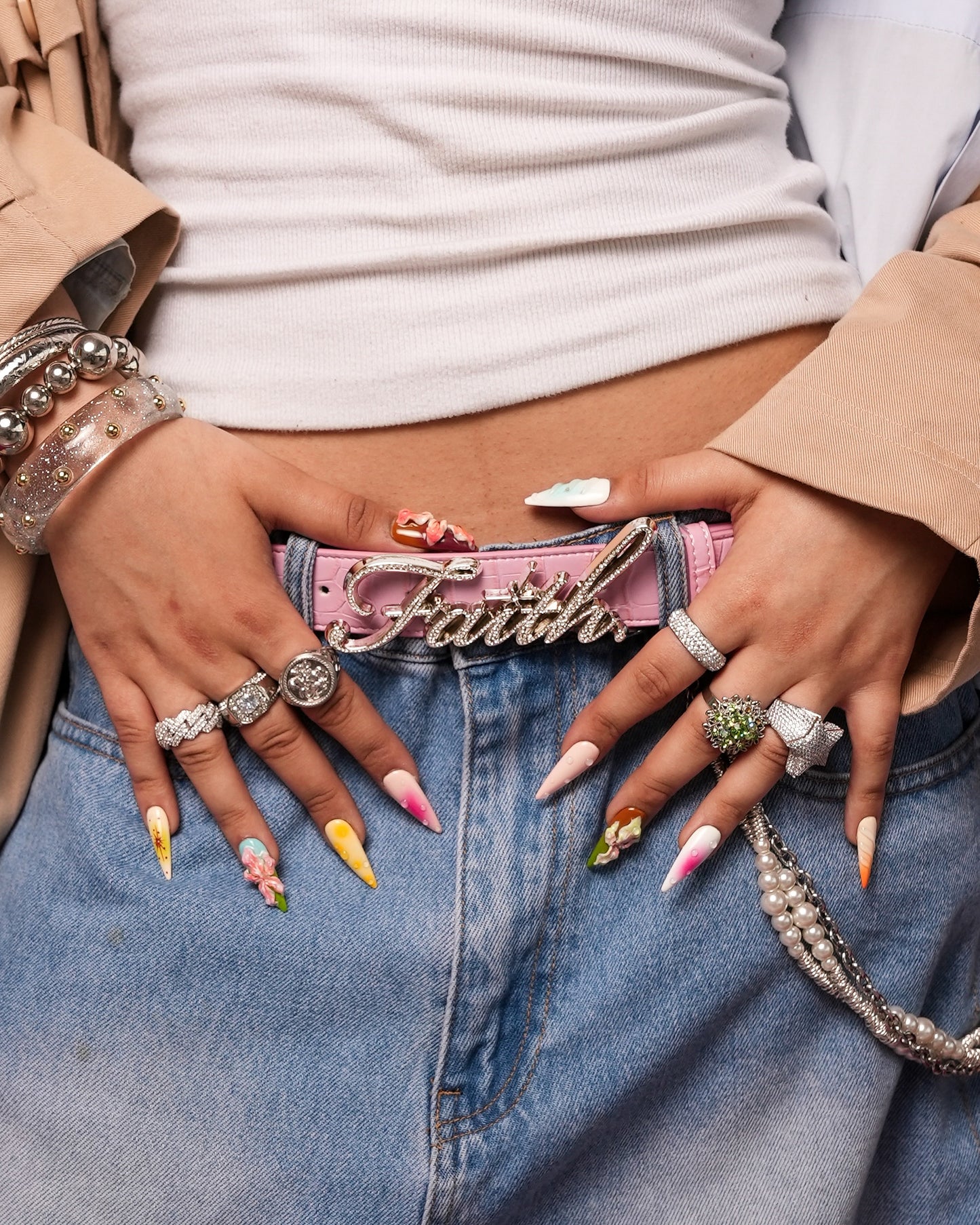 PINK CROCODILE BELT