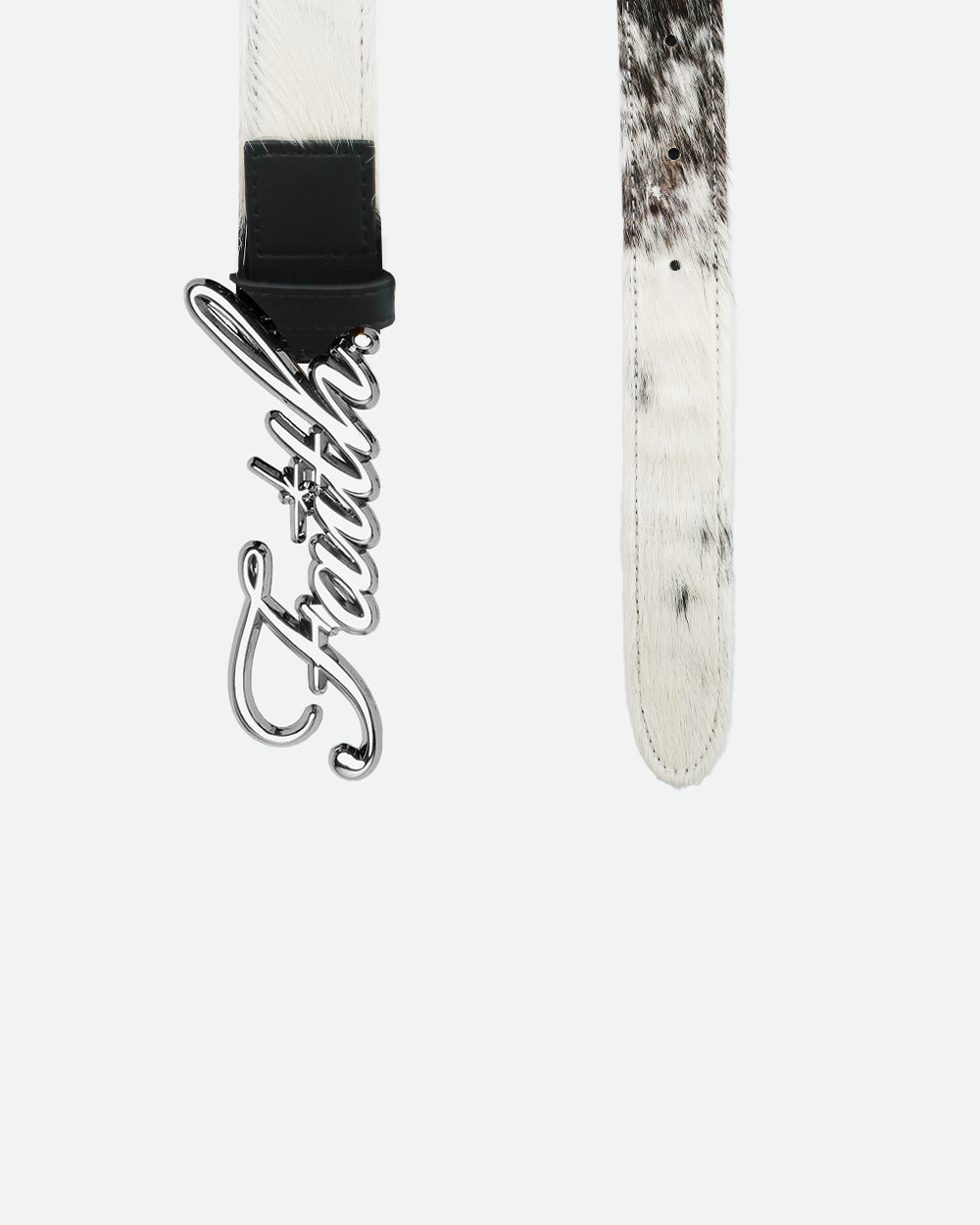 Cowhide Fur Chrome Belt