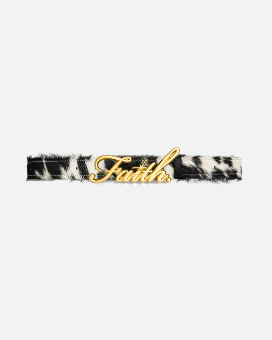 Cowhide Fur Gold Belt
