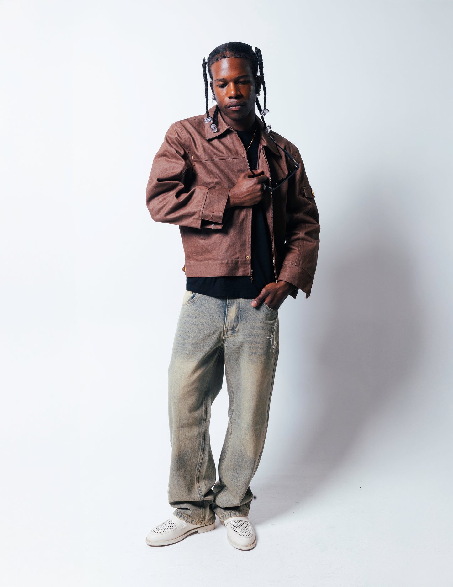 BROWN RAW WAX DENIM JACKET