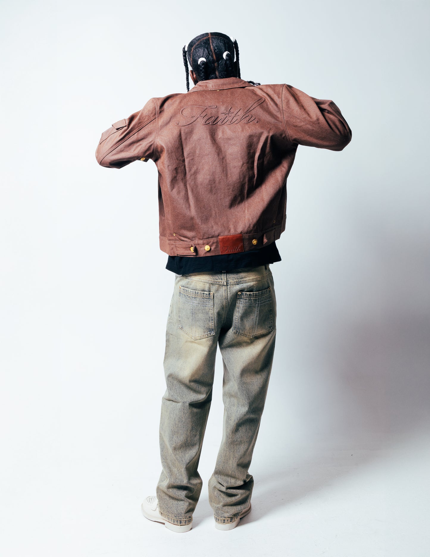 BROWN RAW WAX DENIM JACKET