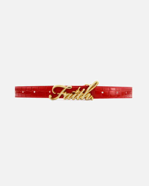 RED CROCODILE BELT – FAITH BY LUIS