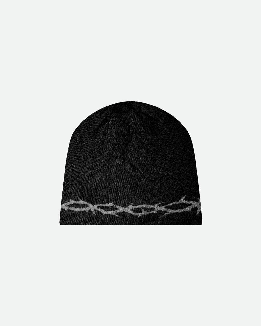 Reversible Jacquard Script Black Beanie