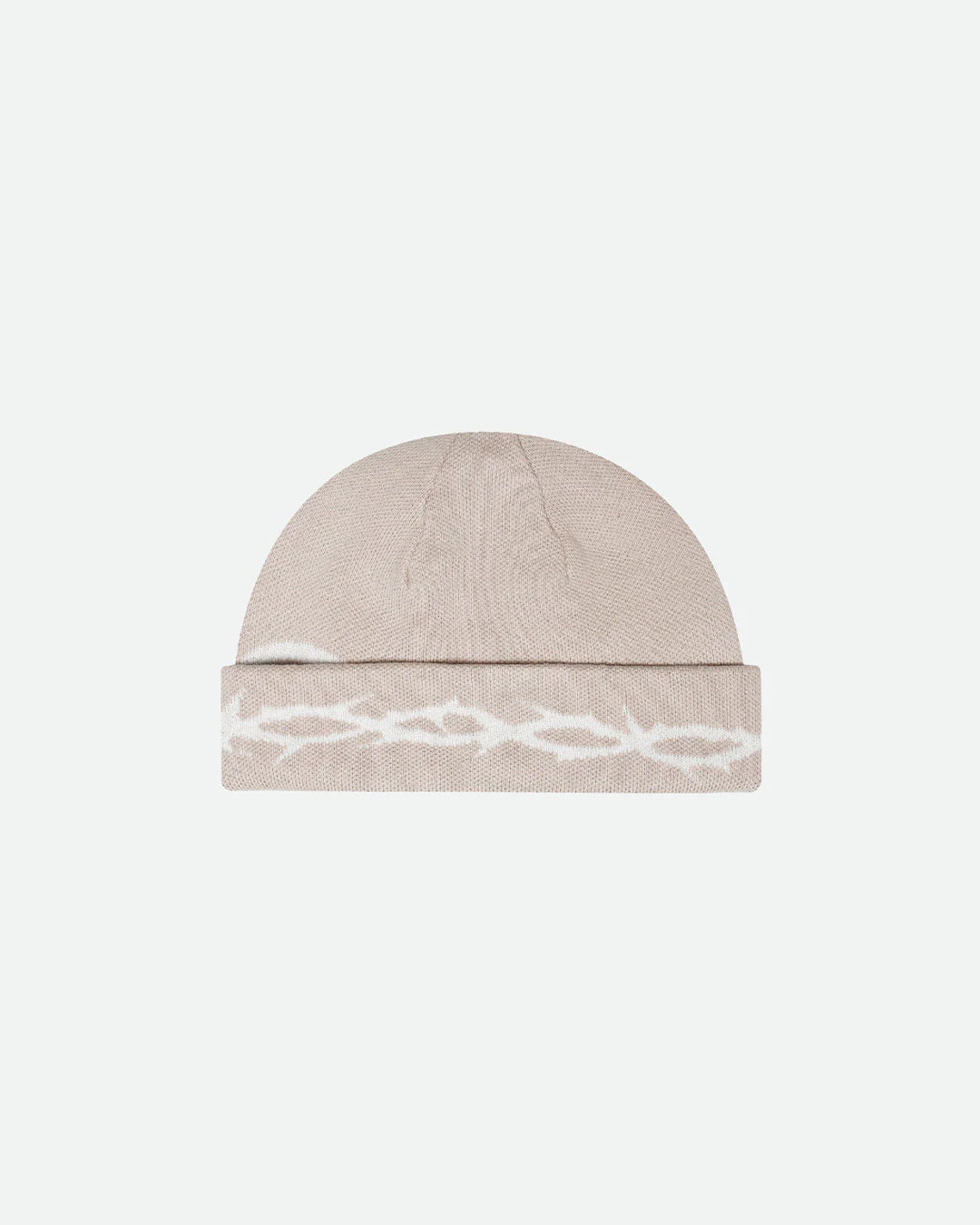 Reversible Jacquard Script Tan Beanie