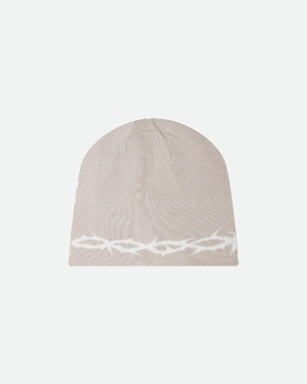 Reversible Jacquard Script Tan Beanie